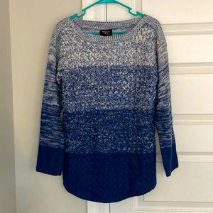 Juniors L Blue and White Sweater
